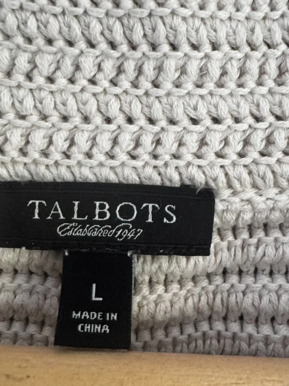 Talbots Oatmeal Cotton Blend Costal Nautical Knit 4-Button Cardigan - Large